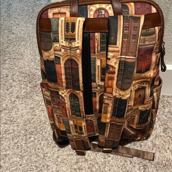Patricia Nash Brown Architectural Print Backpack - Picture 2 of 7